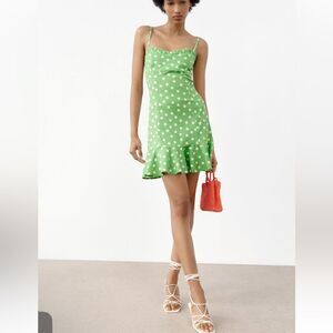 Zara green polka dot dress size small